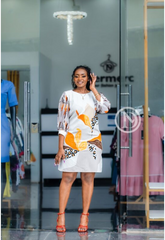 Elegant shift dress with artistic print